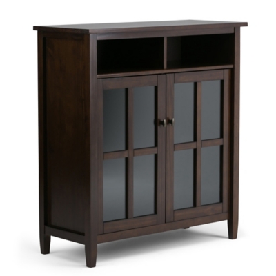 Simpli Home Warm Shaker Medium Storage Media Cabinet, Tobacco Brown, large