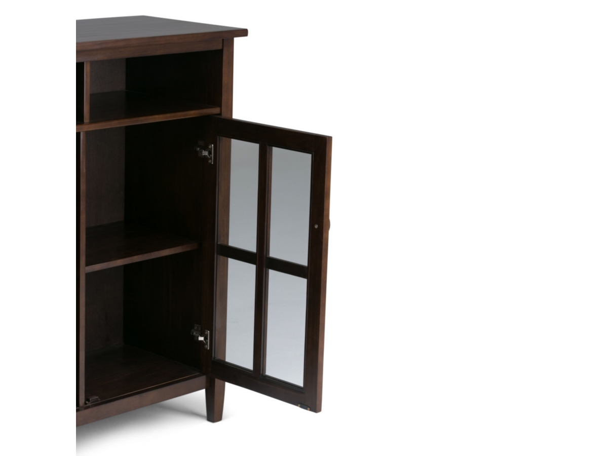 Simpli Home Warm Shaker Medium Storage Media Cabinet, Tobacco Brown, large