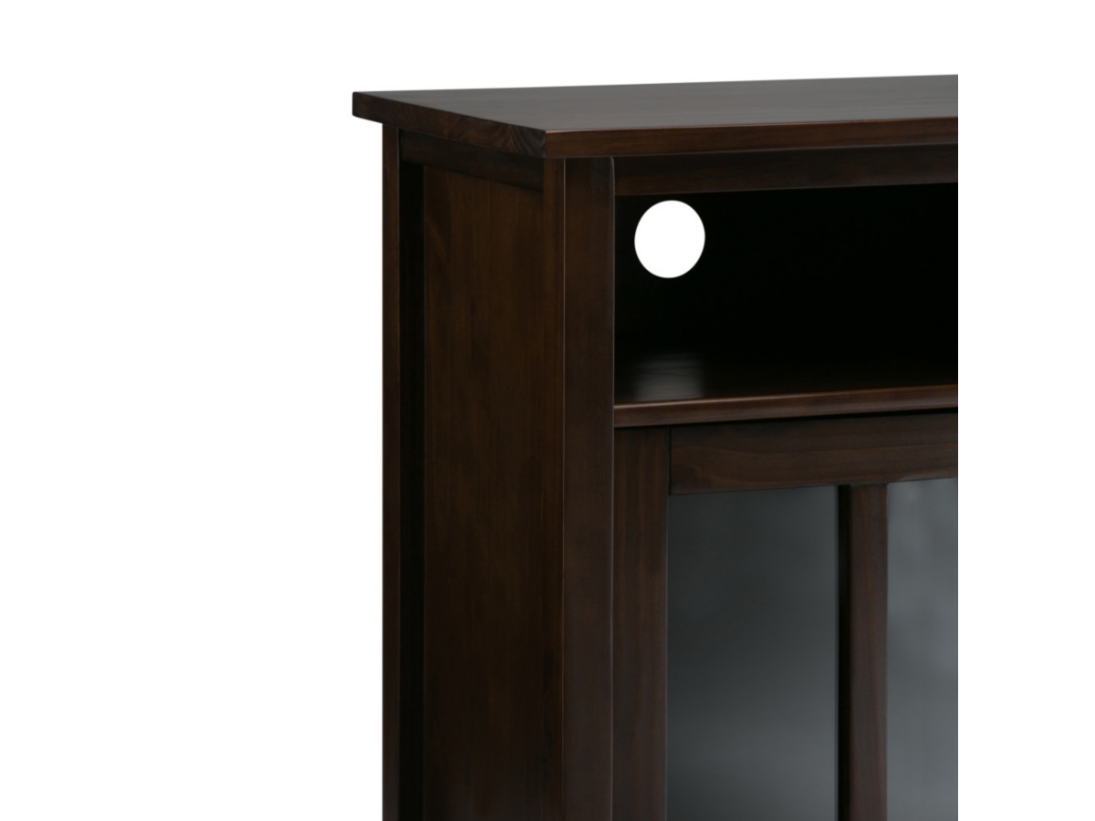 Simpli Home Warm Shaker Medium Storage Media Cabinet, Tobacco Brown, large