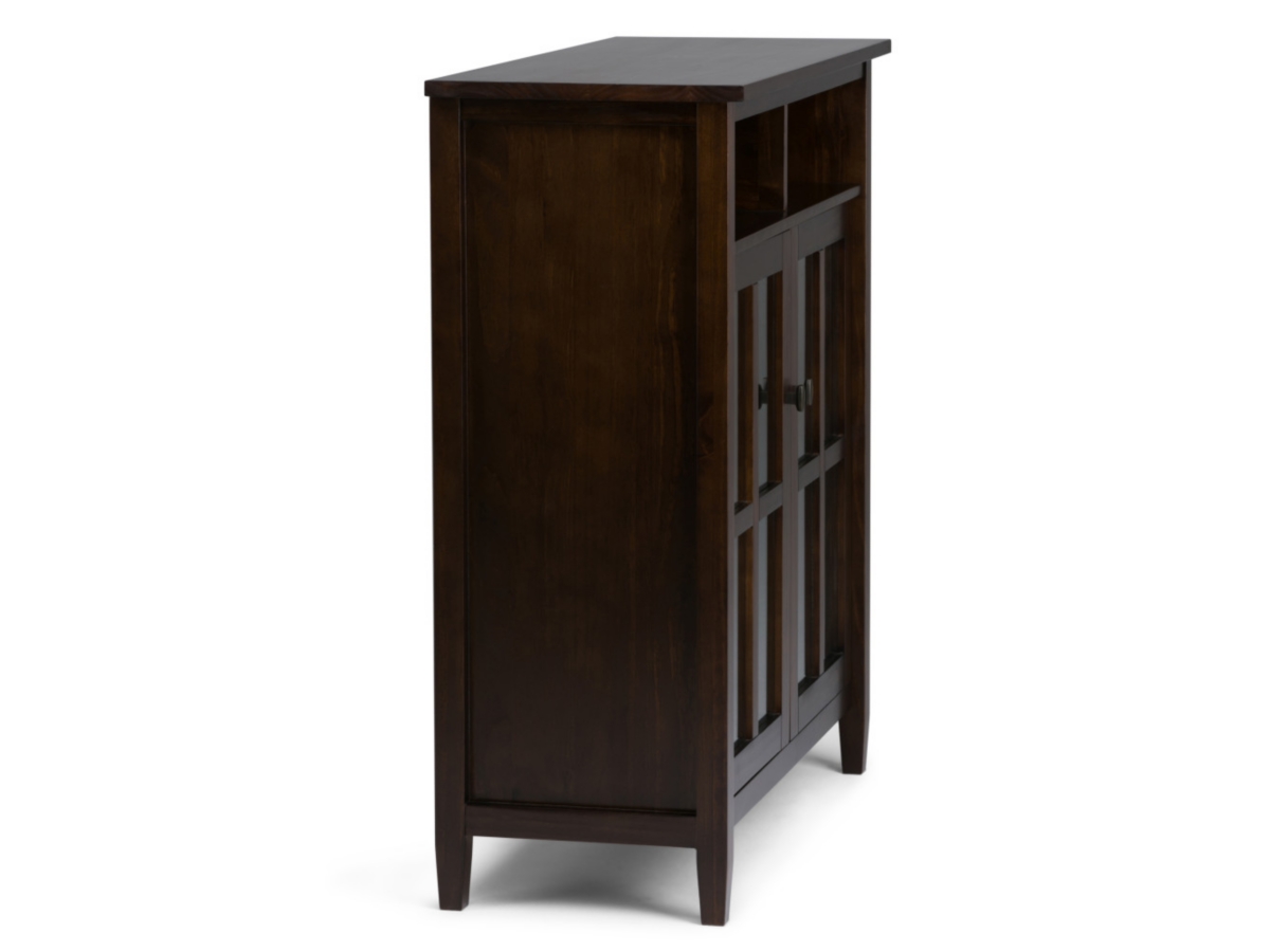 Simpli Home Warm Shaker Medium Storage Media Cabinet, Tobacco Brown, large