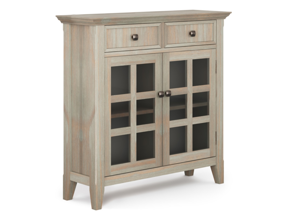 Simpli Home Acadian Entryway Hallway Storage Cabinet, Distressed Gray, large