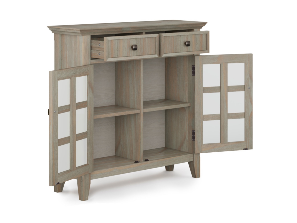 Simpli Home Acadian Entryway Hallway Storage Cabinet, Distressed Gray, large