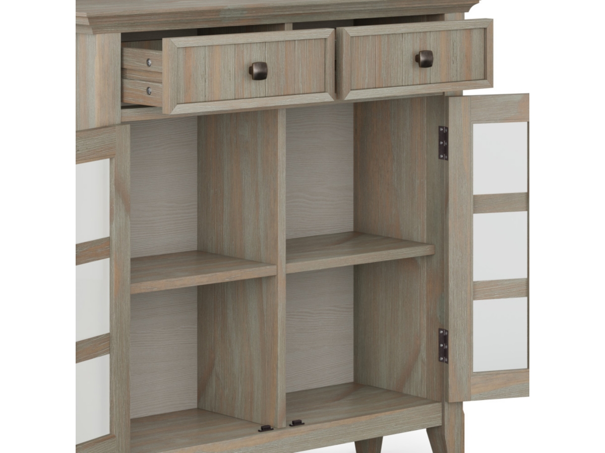 Simpli Home Acadian Entryway Hallway Storage Cabinet, Distressed Gray, large