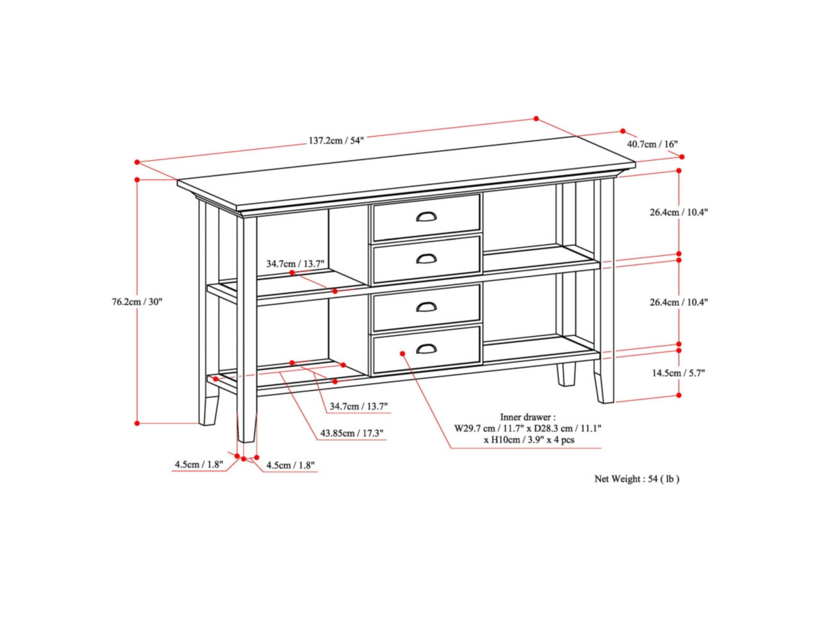 Simpli Home Redmond Console Sofa Table, , large