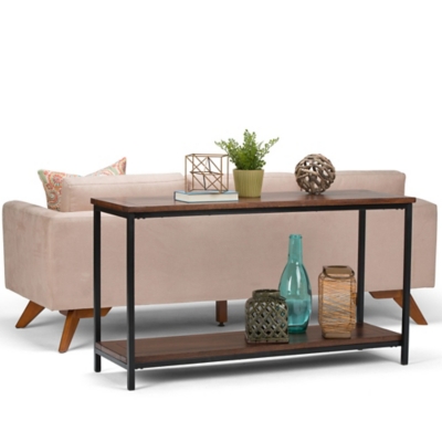 Simpli Home Skyler Console Table, Dark Cognac Brown