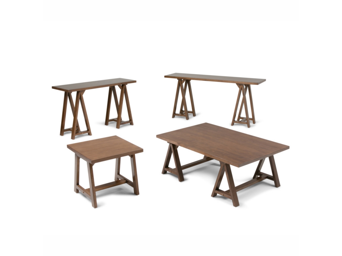 Simpli Home Sawhorse Console Sofa Table, Medium Saddle Brown, large