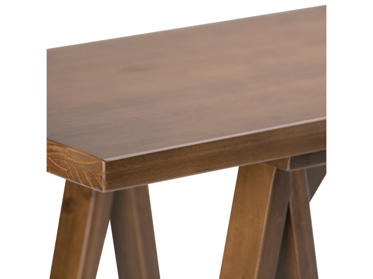 Simpli Home Sawhorse Console Sofa Table, Medium Saddle Brown, large