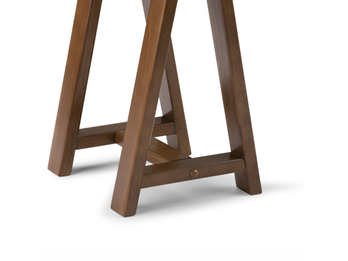 Simpli Home Sawhorse Console Sofa Table, Medium Saddle Brown, large