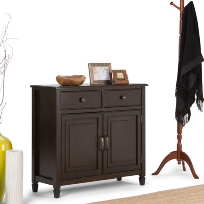 Simpli Home Connaught Entryway Storage Cabinet, Dark Chestnut Brown, large