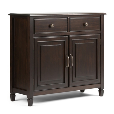 Simpli Home Connaught Entryway Storage Cabinet, Dark Chestnut Brown, large