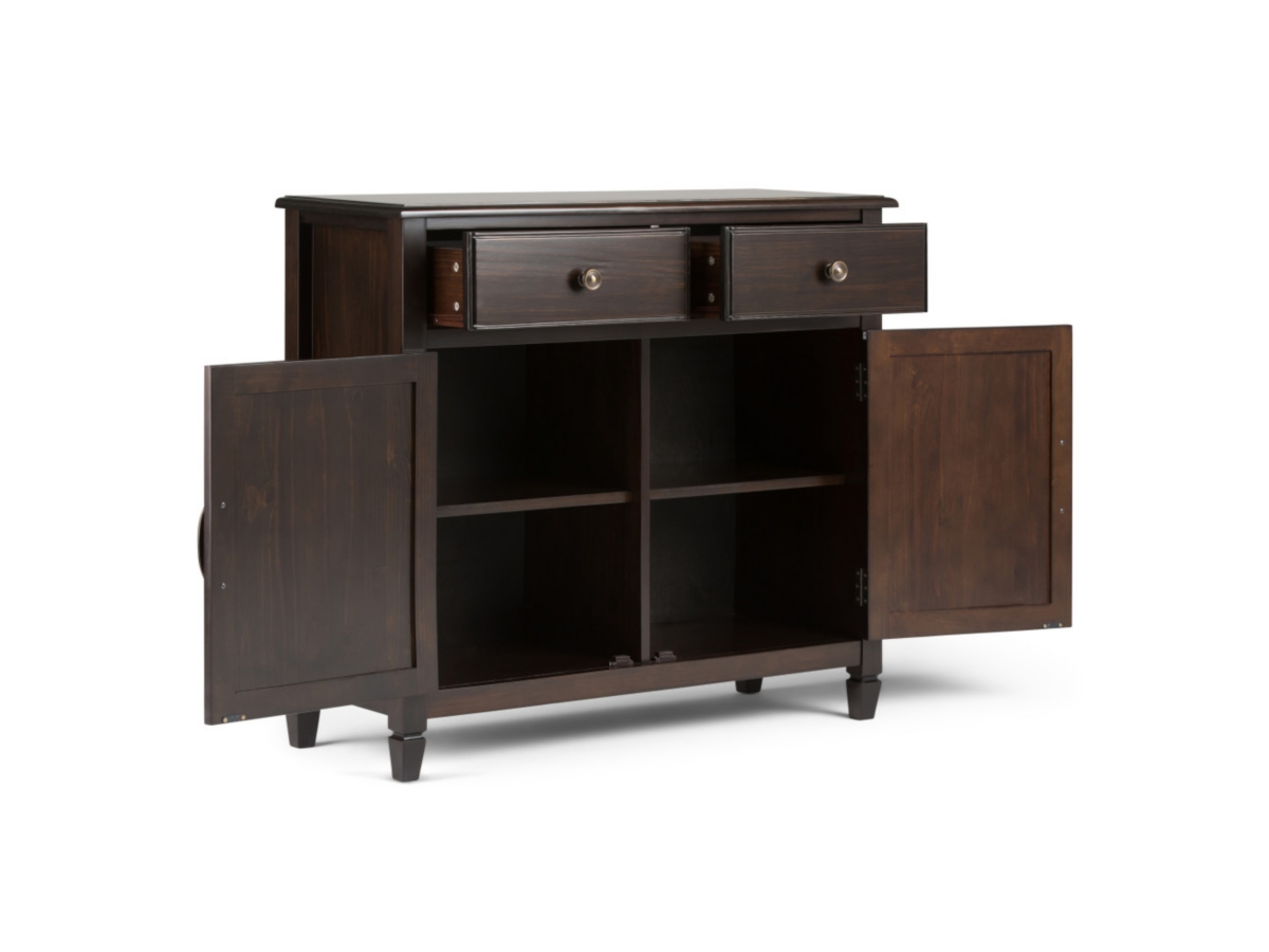 Simpli Home Connaught Entryway Storage Cabinet, Dark Chestnut Brown, large