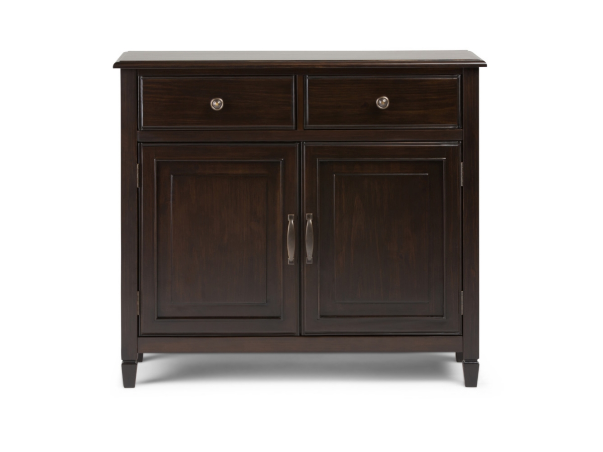 Simpli Home Connaught Entryway Storage Cabinet, Dark Chestnut Brown, large