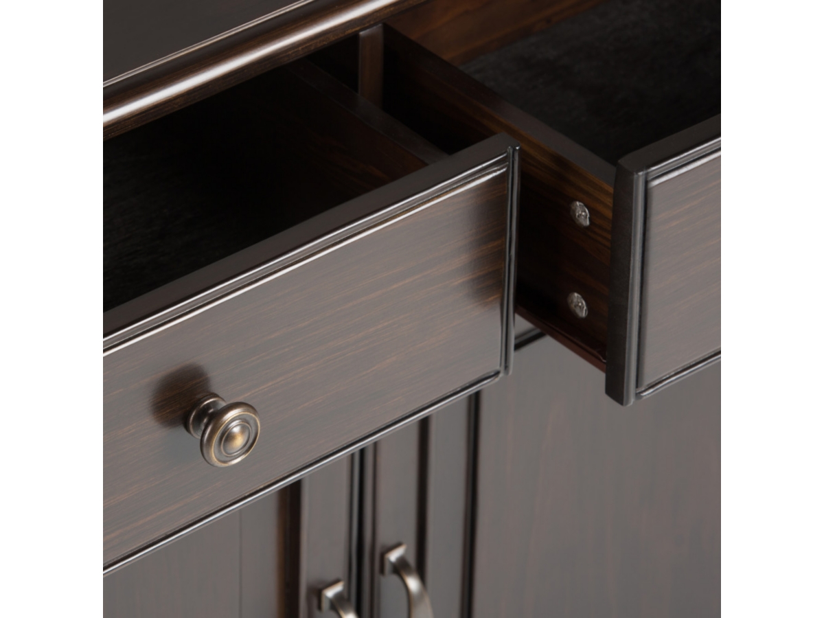 Simpli Home Connaught Entryway Storage Cabinet, Dark Chestnut Brown, large