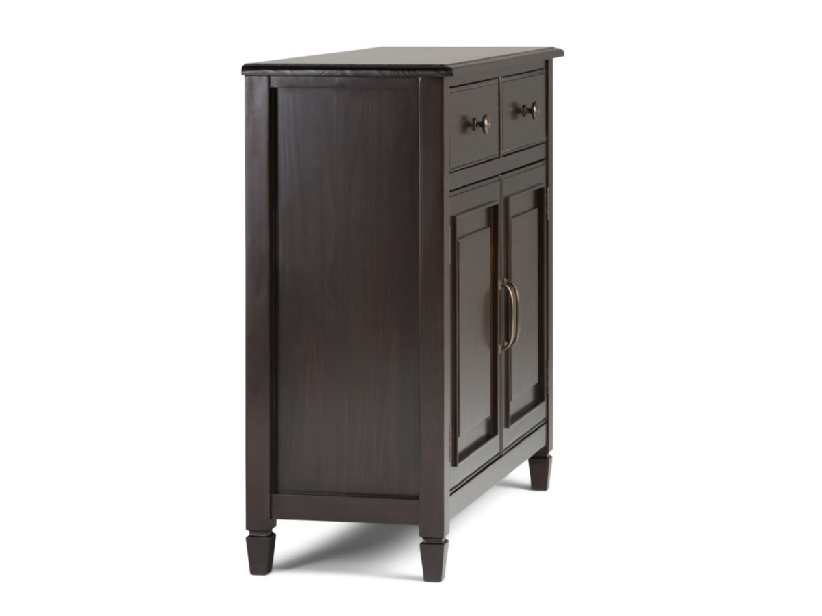 Simpli Home Connaught Entryway Storage Cabinet, Dark Chestnut Brown, large