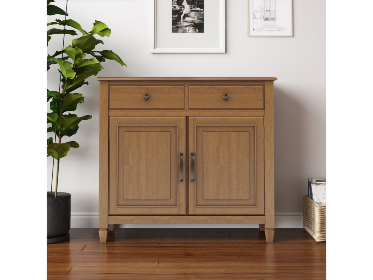 Simpli Home Connaught Entryway Storage Cabinet, Light Golden Brown, large