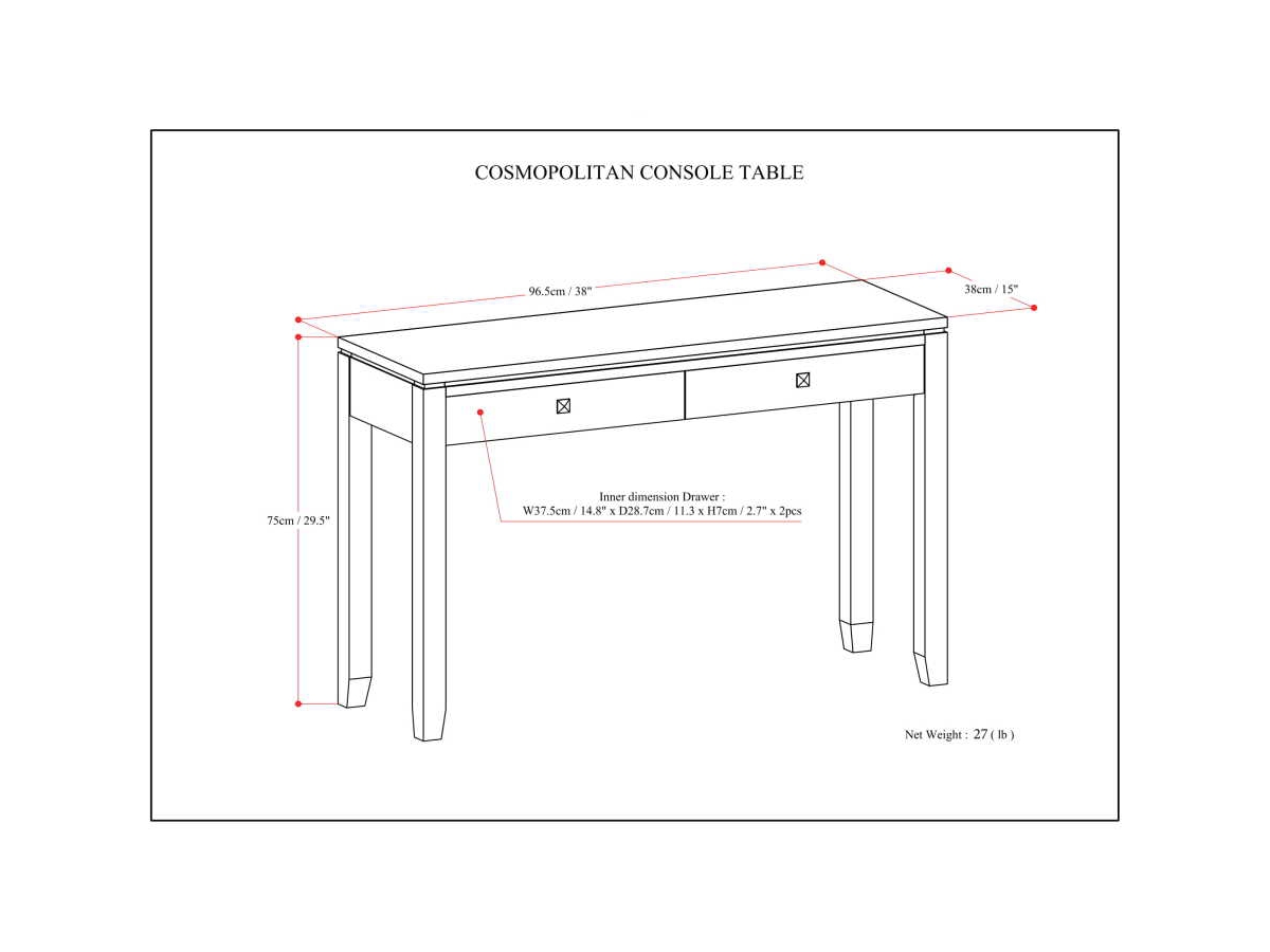 Simpli Home Cosmopolitan Console Sofa Table, , large