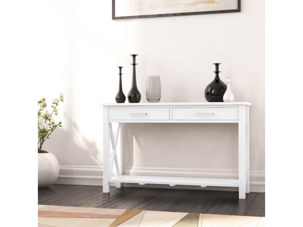 Simpli Home Kitchener Console Sofa Table, White, large