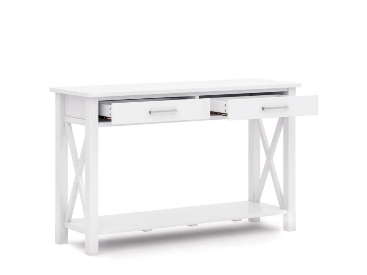 Simpli Home Kitchener Console Sofa Table, White, large