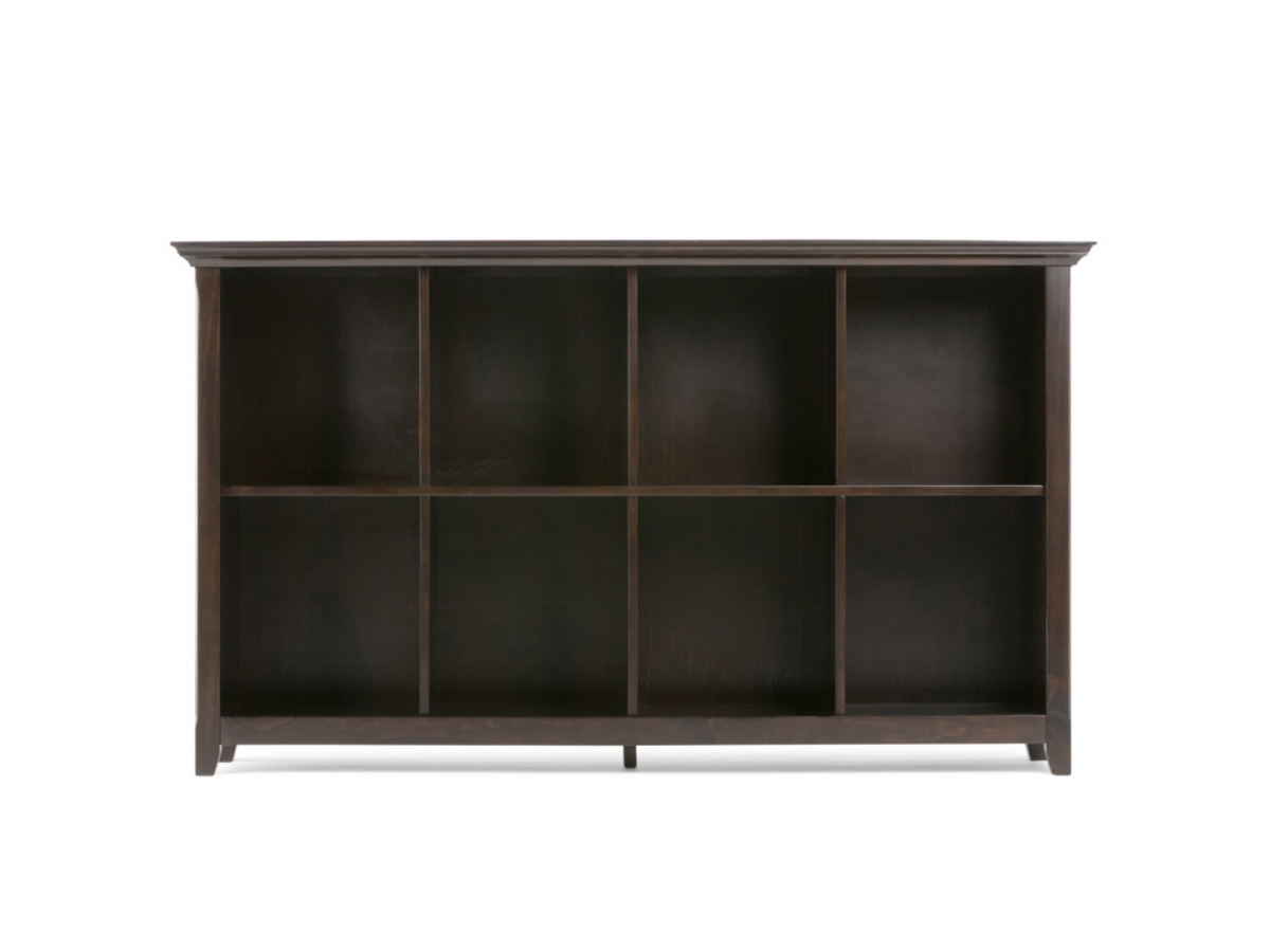 Simpli Home Amherst 8 Cube Bookcase Storage Sofa Table, Hickory Brown, large