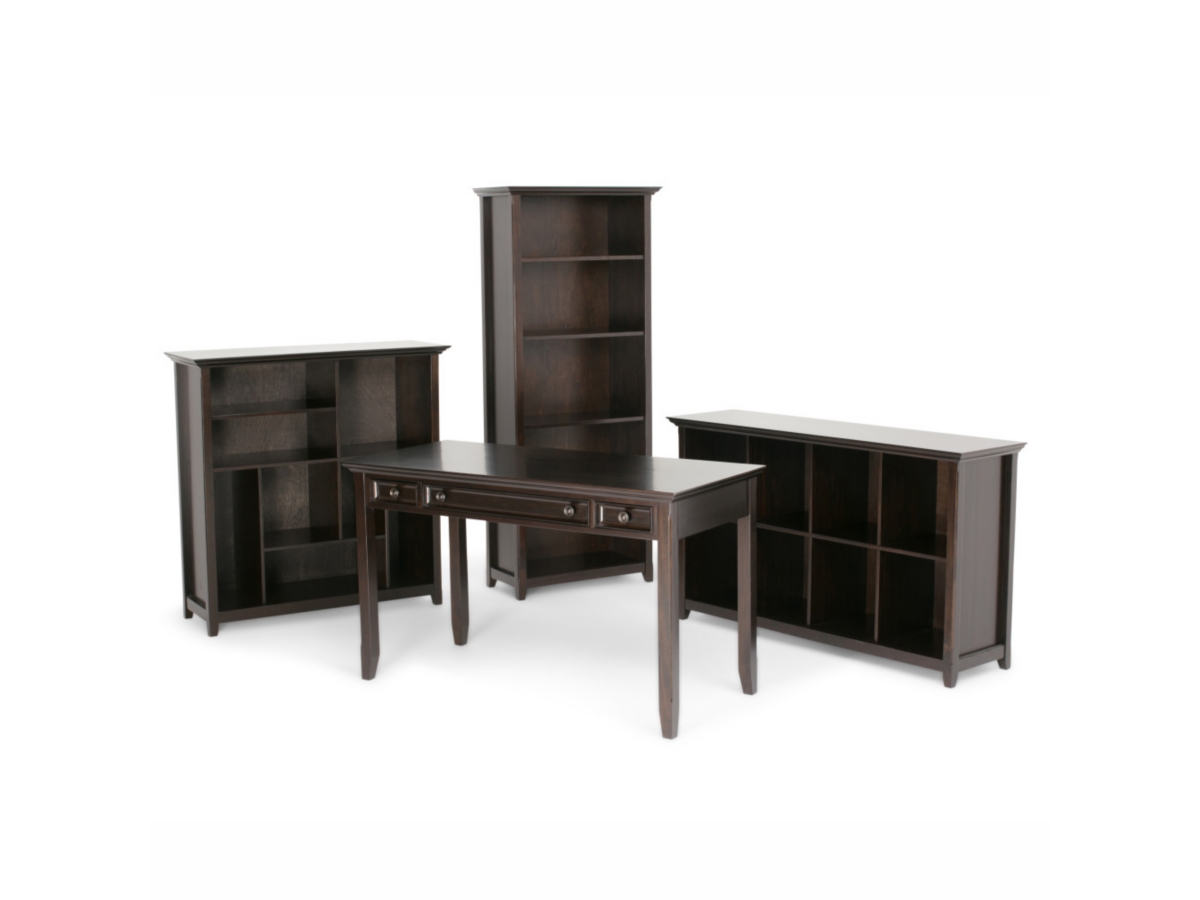 Simpli Home Amherst 8 Cube Bookcase Storage Sofa Table, Hickory Brown, large