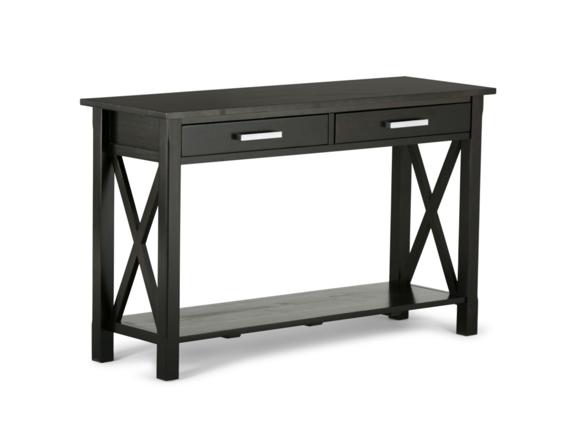 Simpli Home Kitchener Console Sofa Table, Hickory Brown, large