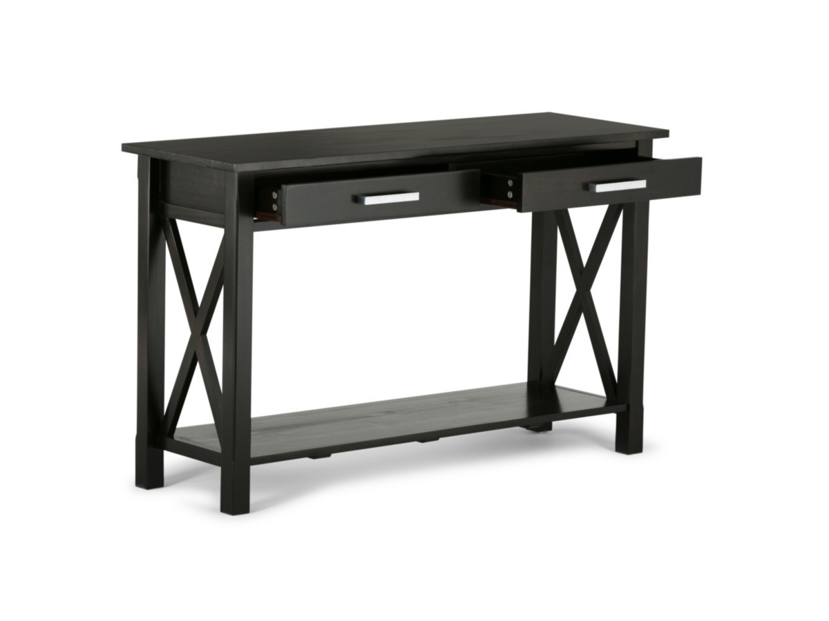 Simpli Home Kitchener Console Sofa Table, Hickory Brown, large