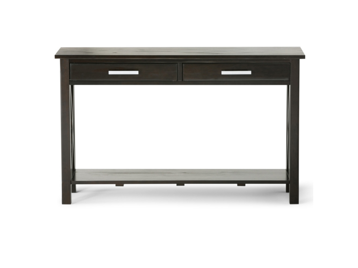 Simpli Home Kitchener Console Sofa Table, Hickory Brown, large