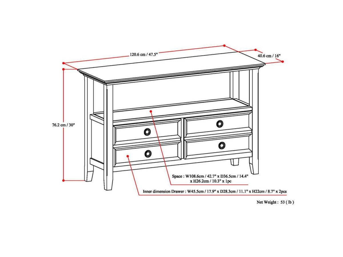 Simpli Home Amherst Console Sofa Table, Hickory Brown, large