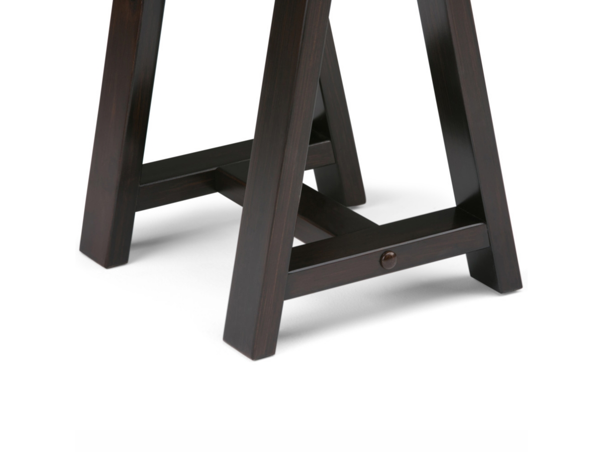 Simpli Home Sawhorse Console Sofa Table, Dark Chestnut Brown, large