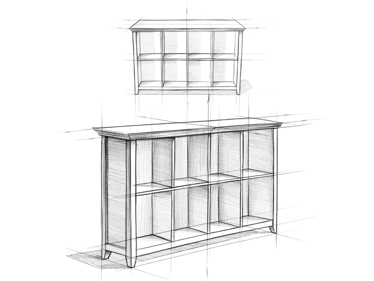 Simpli Home Acadian 8 Cube Storage Sofa Table, Brunette Brown, large