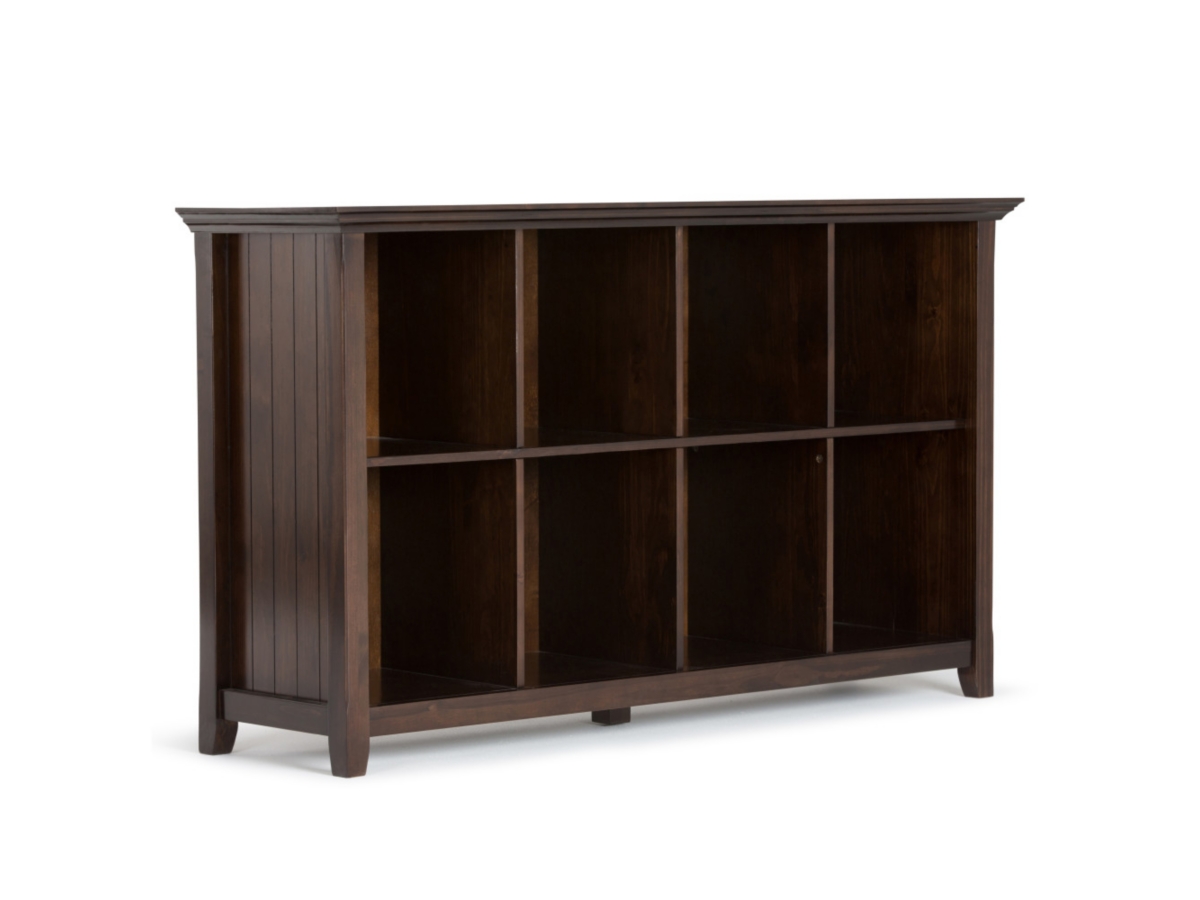 Simpli Home Acadian 8 Cube Storage Sofa Table, Brunette Brown, large