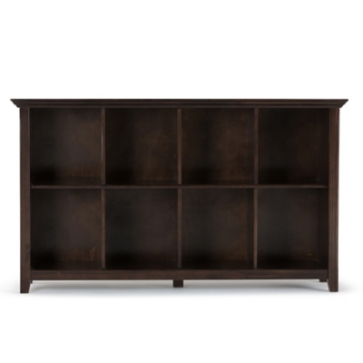 Simpli Home Acadian 8 Cube Storage Sofa Table, Brunette Brown, large