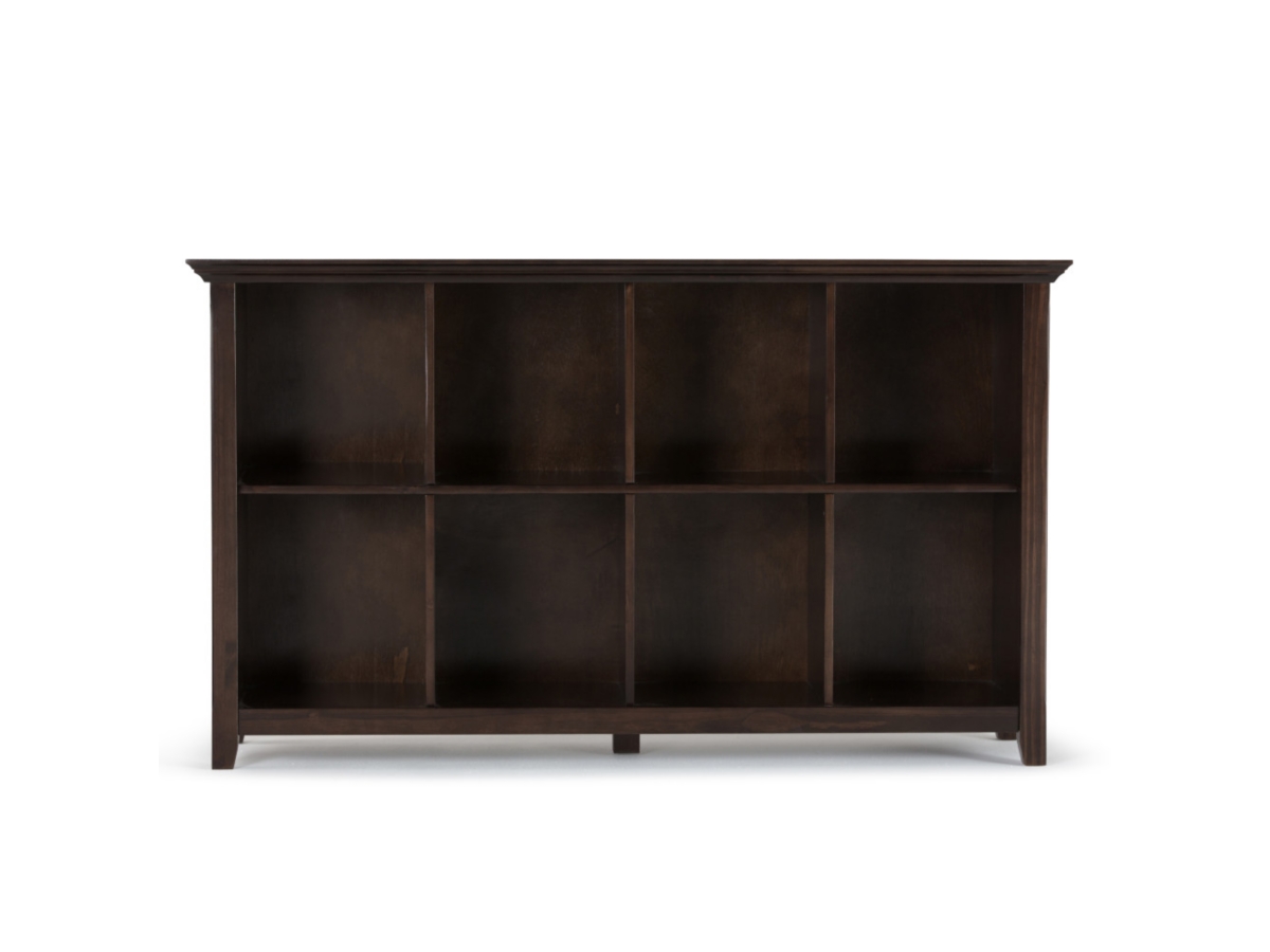 Simpli Home Acadian 8 Cube Storage Sofa Table, Brunette Brown, large