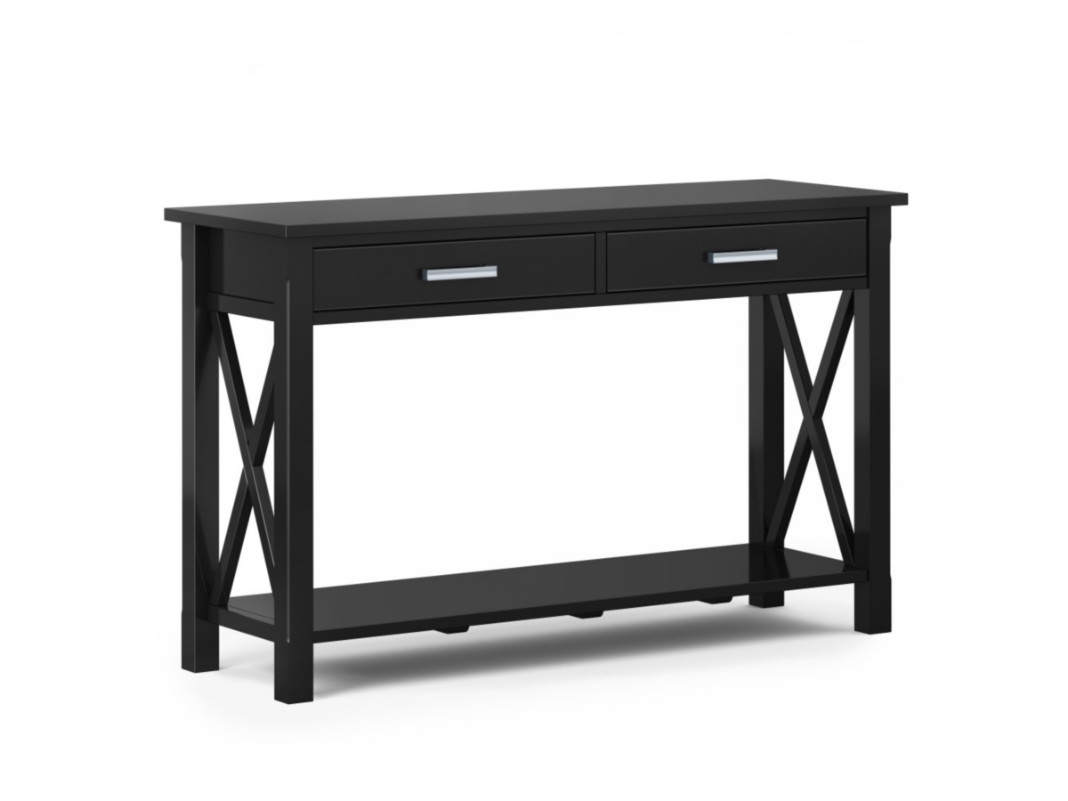 Simpli Home Kitchener Console Sofa Table, Black, large