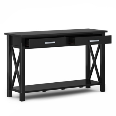 Simpli Home Kitchener Console Sofa Table, Black, large