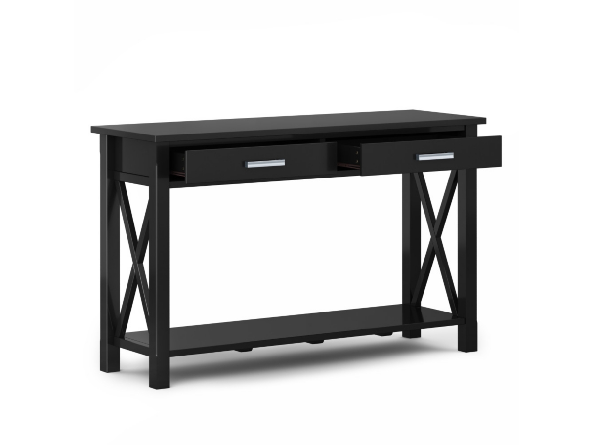 Simpli Home Kitchener Console Sofa Table, Black, large