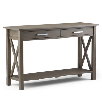 Simpli Home Kitchener Console Sofa Table, Farmhouse Gray, large