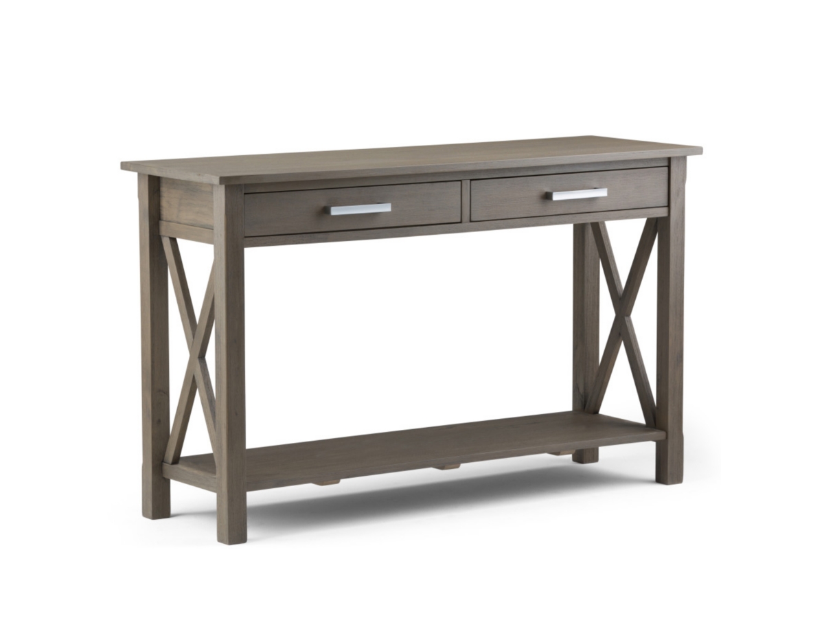 Simpli Home Kitchener Console Sofa Table, Farmhouse Gray, large