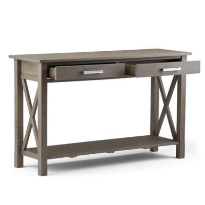Simpli Home Kitchener Console Sofa Table, Farmhouse Gray, large
