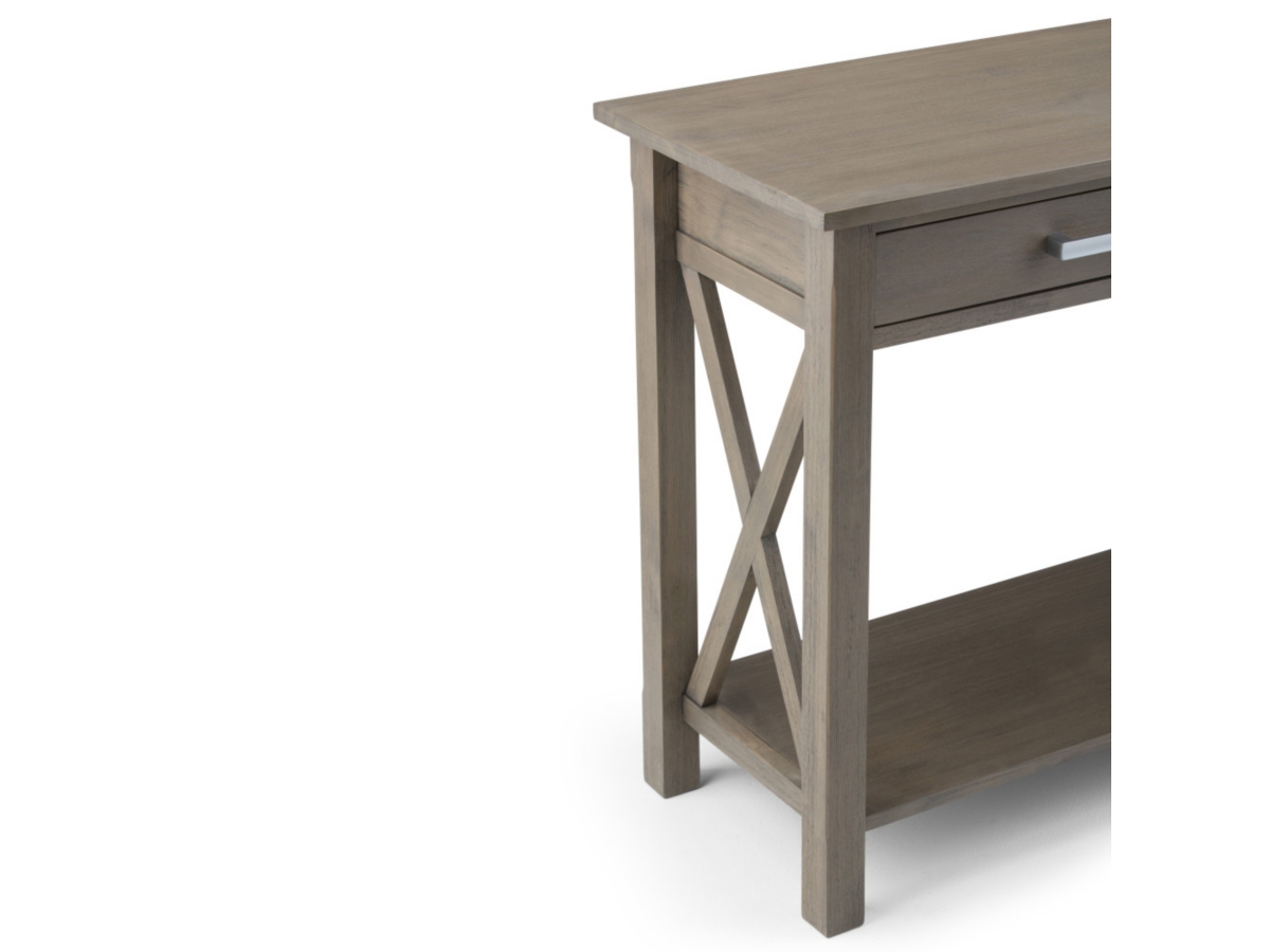 Simpli Home Kitchener Console Sofa Table, Farmhouse Gray, large