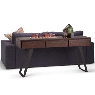 Lowry Console Sofa Table, Distressed Charcoal Brown