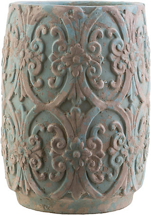 Surya Teal And Camel Decorative Pot, , rollover