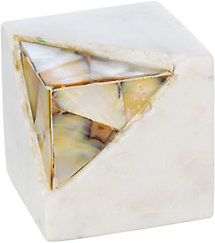 Surya Gilt White Stone Paperweight, , large