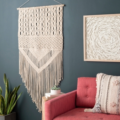 Livabliss Macrame Wall Hanging, Cream