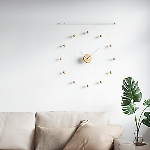 Umbra Minimalist Hangtime Wall Clock White/ Natural, , rollover
