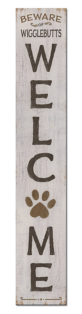 Welcome Porch Board with Paw Print, , large