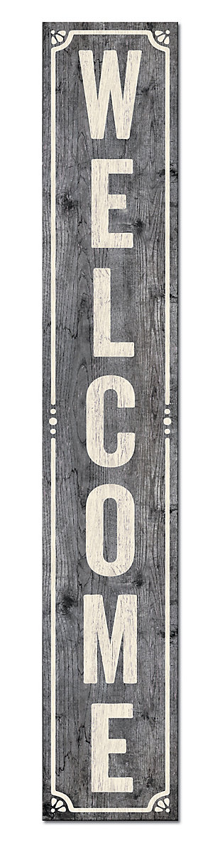 Grey Welcome Porch Board with White Lining, , large