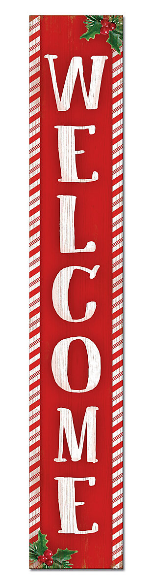 Red Candy Cane Welcome Porch Board, , large