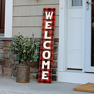 Buffalo Plaid Welcome Porch Board, , rollover