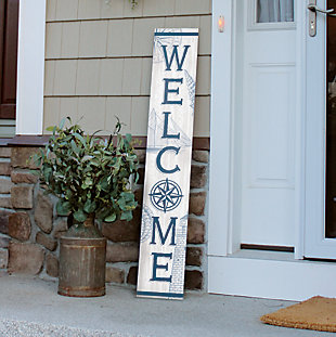 Nautical Compass Rose Welcome Porch Board, , rollover